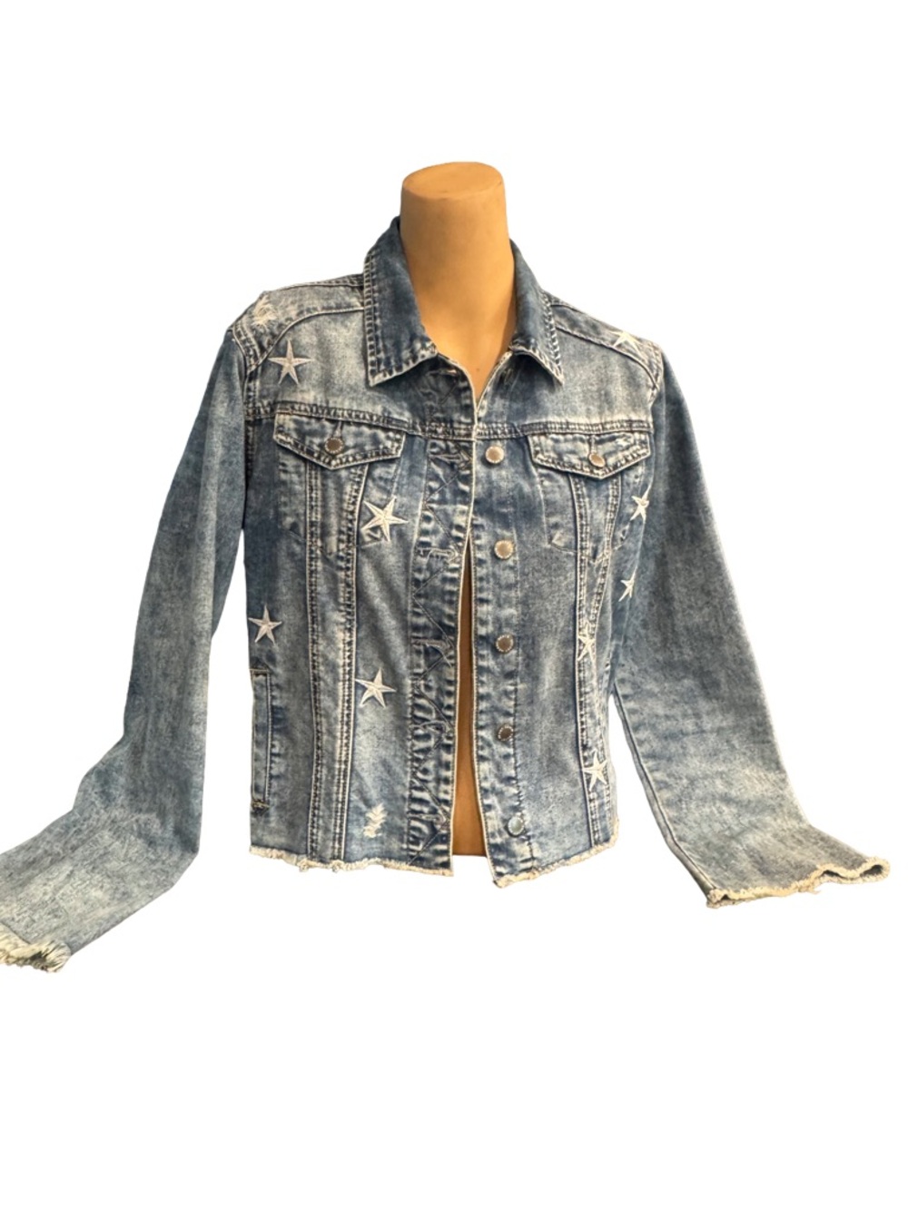 Velvet Heart Denim Lightweight Distressed Star Jean Jacket Size S